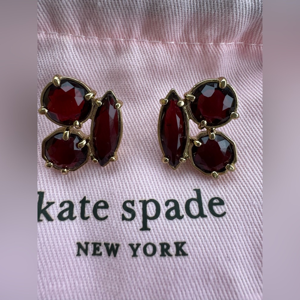 Kate Spade Gold & Garnet Red Earrings